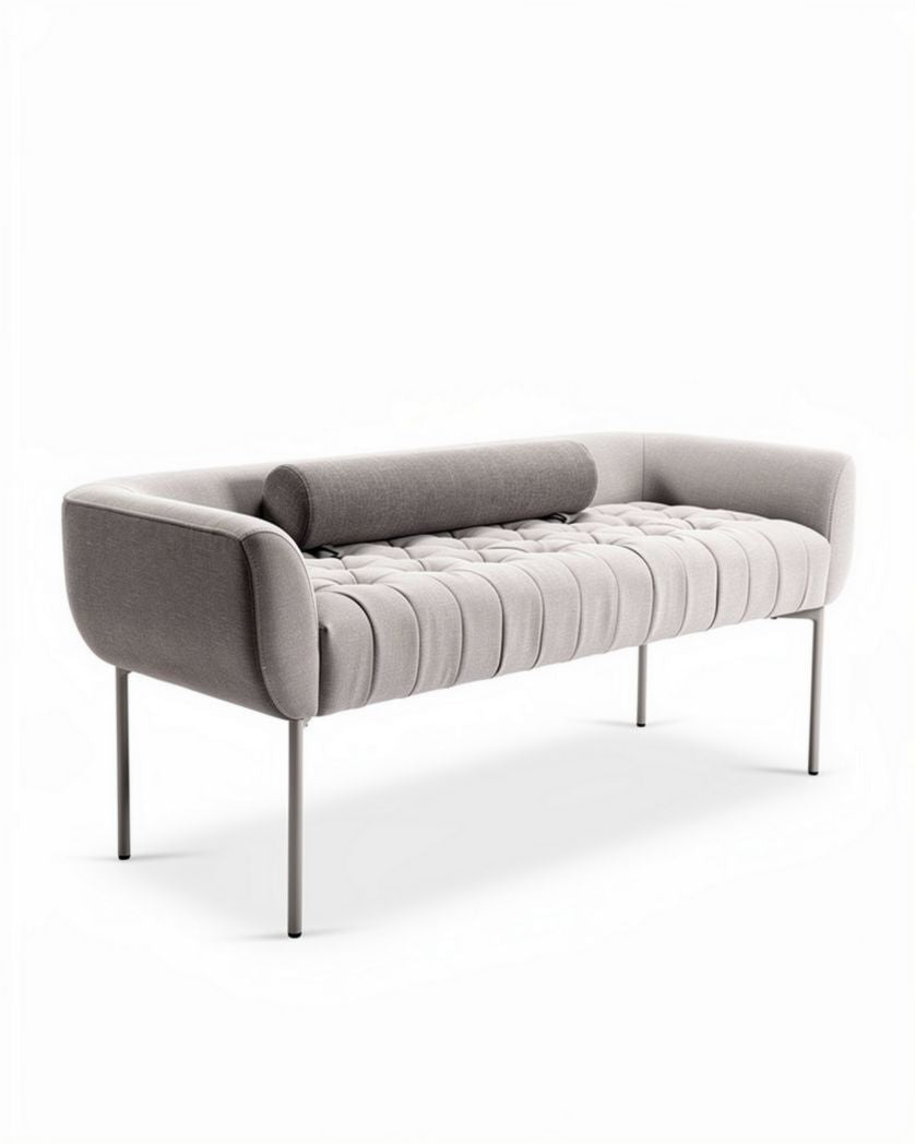 Sofa met kussen in lichtgrijs stof 180 x 70 x 70cm voor woonkamer gebruik