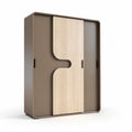 Kast van hout en metaal met schuifdeuren in bruin en beige 80 x 40 x 180cm