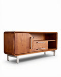 Houten tv-meubel met opbergruimte en metalen poten 150 x 40 x 60cm