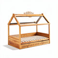 Houten plantenwoning met glazen dak en geribbelde bodem 60 x 40 x 40cm