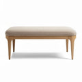 Houten bank met stoffen zitting 90 x 45 x 40cm in beige kleur