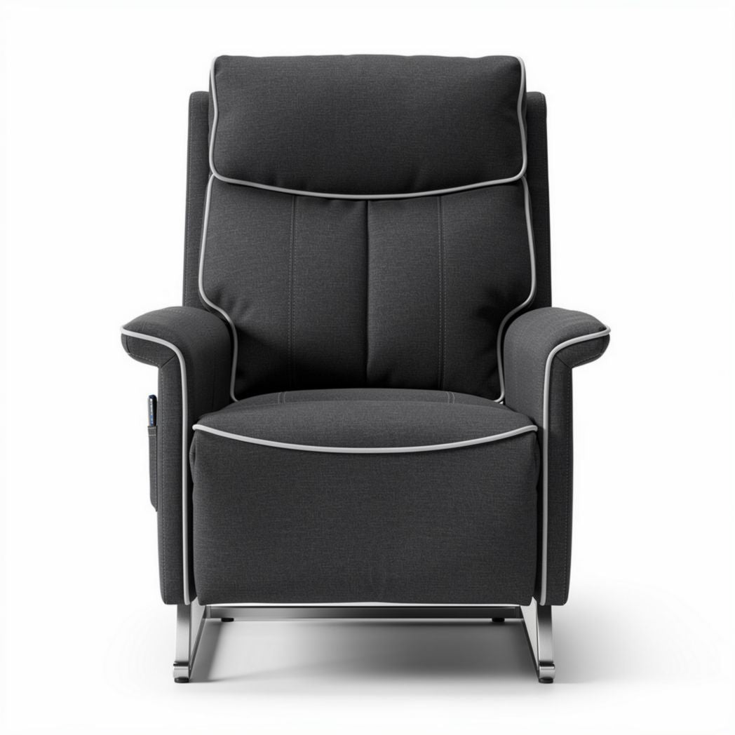 Relaxfauteuil met verstelbare rugleuning en metalen frame grijs 80 x 70 x 100cm