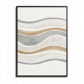 Abstracte wanddecoratie 60 x 90 x 2cm met organisch lijnenpatroon in grijs en bruin op canvas met zwarte lijst