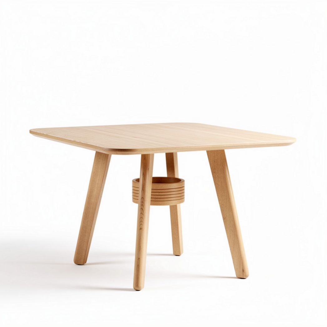 Lichtgewicht houten tafel voor binnen gebruik 80 x 80 x 75cm naturel eiken
