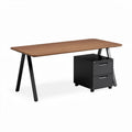 Bureau met houtlook blad en opbergrek zwart 150 x 75 x 75cm