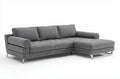 Grijs stoffen hoekbank met metalen poten 240 x 150 x 85cm