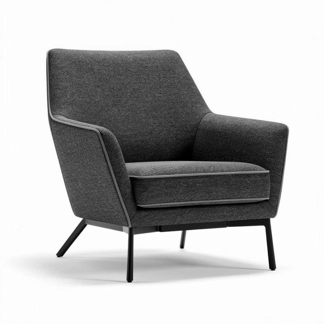 Fauteuil stof grijs met metalen poten voor woonkamer 80 x 80 x 90cm